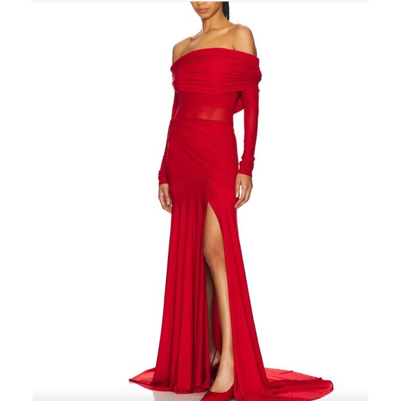 Deme by Gabriella RED Carla Off Shoulder Maxi Gown - Size XS - Picture 5 of 11